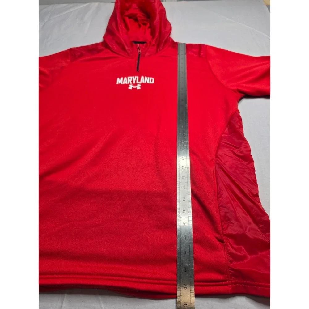 Under Armour Maryland Terrapins Basketball Jacket Men 2XL Red Quarter Zip Hooded